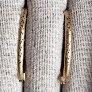 Tribal Engraved Gold Plated Brass Hoop Earrings
